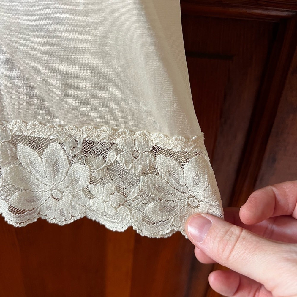 Vintage White Nylon Full Slip Dress 80s 90s Lace Lingerie Nightgown Bridal Under - Picture 10 of 10